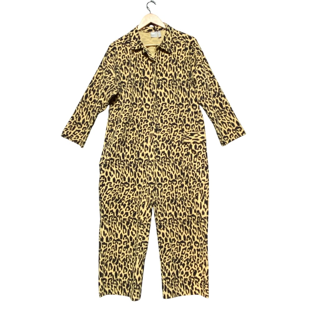 ASOS Women's Leopard Print Cotton Boiler Suit Jumpsuit Tan Black US 8 Streetwear